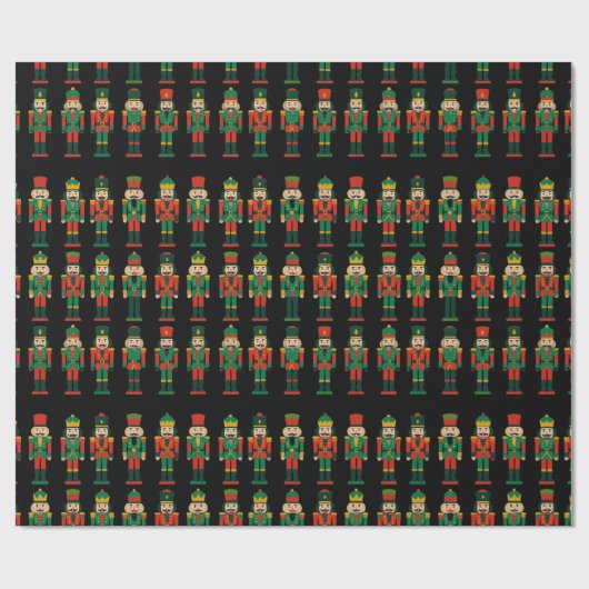Christmas Nutcrackers on Black Cadeaupapier (Vlak)