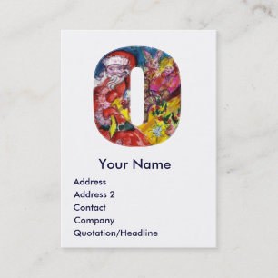 CHRISTMAS O BRIEF / SANTA MET GIFTS MONOGRAM VISITEKAARTJE