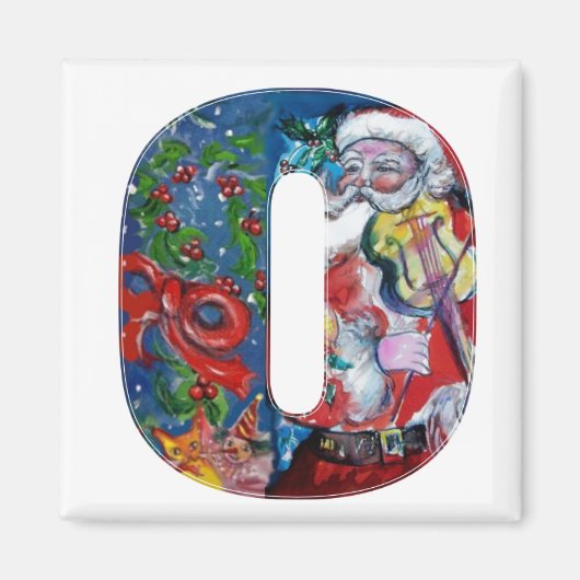 CHRISTMAS O BRIEF / SANTA MET VIOLIN MONOGRAM MAGNEET (Voorkant)