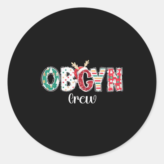 Christmas Obgyn Crew Obstetrics Ob Gyn Group Team Ronde Sticker (Voorkant)