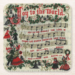 CHRISTMAS-ONDERZETTERS, Joy to the World Vierkante Kartonnen Onderzetter