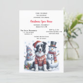 Christmas Open House with Border Collie & Snowman Kaart (Staand voorkant)