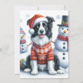 Christmas Open House with Border Collie & Snowman  Kaart (Achterkant)