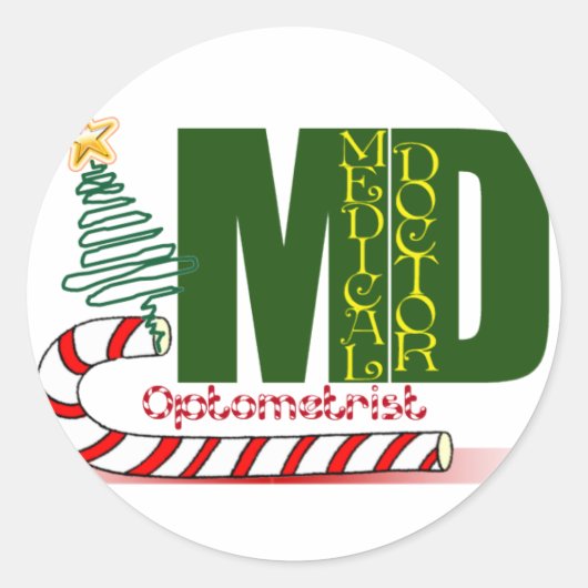CHRISTMAS OPTOMETRIST - OOGDOKTER RONDE STICKER (Voorkant)
