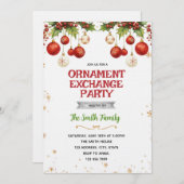 Christmas ornament exchange party invitation kaart (Voorkant / Achterkant)