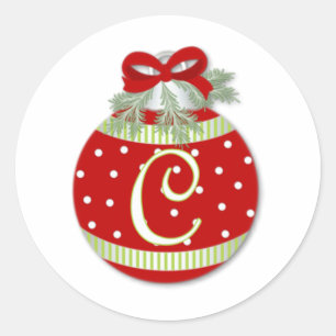 CHRISTMAS ORNAMENT INITIAAL C RONDE STICKER