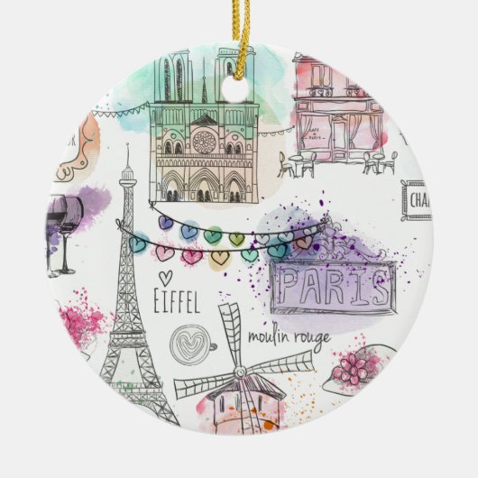 Christmas Ornament-Paris Print Keramisch Ornament (Voorkant)