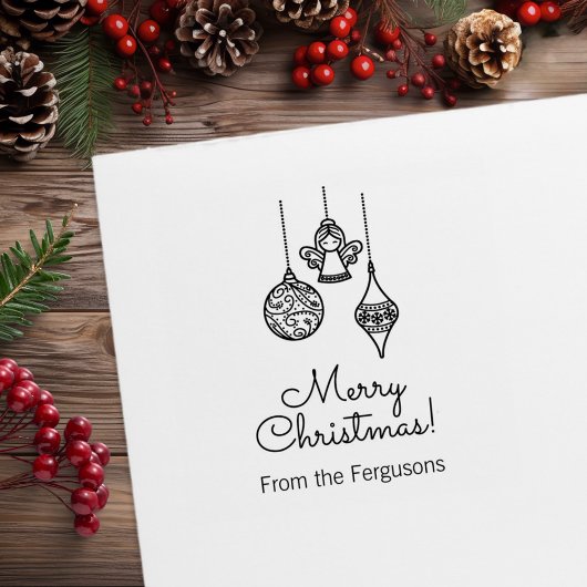 Christmas Ornaments Family Greeting Rubberstempel