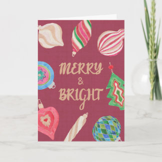 Christmas ornaments merry & bright Christmas card Kaart