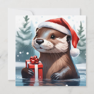 Christmas Otter Wenskaart Feestdagenkaart