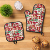 Christmas Oven Mitt Ovenwant & Pannenlap Set (Top down)