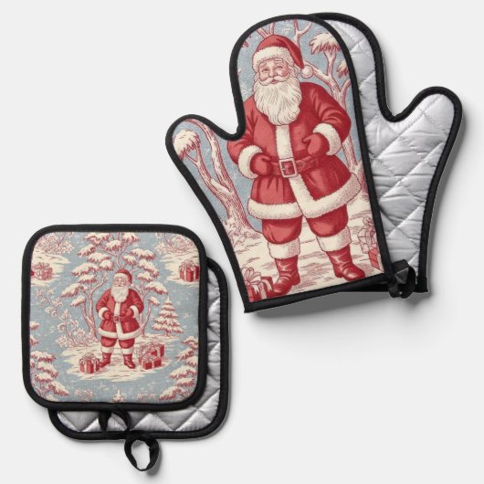 Christmas Oven Mitt & Pot Holder Set (Voorkant / Achterkant)