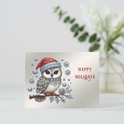 Christmas Owl Briefkaart (Staand voorkant)