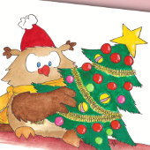 CHRISTMAS OWL carte de voeux par N. Janes