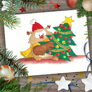 CHRISTMAS OWL carte postale par Nicole Janes