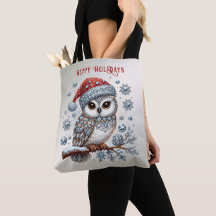 Christmas Owl Holiday Canvas tas