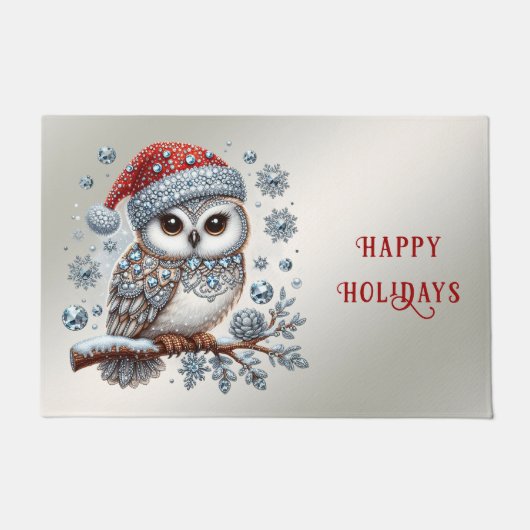 Christmas Owl Holiday Doormat Deurmat (Voorkant)