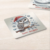 Christmas Owl Holiday Paper Onderzetter (Schuin)