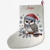 Christmas Owl Holiday Stocking Grote Kerstsok (Achterkant)