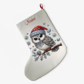 Christmas Owl Holiday Stocking Grote Kerstsok (Achterkant (Hangend))