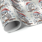 Christmas Owl Holiday Wrapping Paper Cadeaupapier (Rol Hoek)