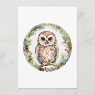 christmas owl illustration owl wall art holiday  advieskaart