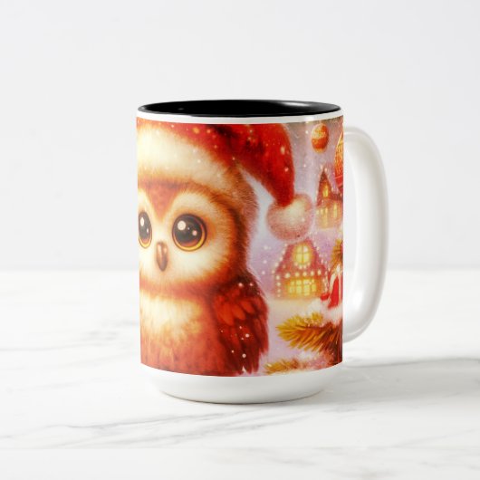 Christmas Owl tweekleurige Mok (Voorkant rechts)