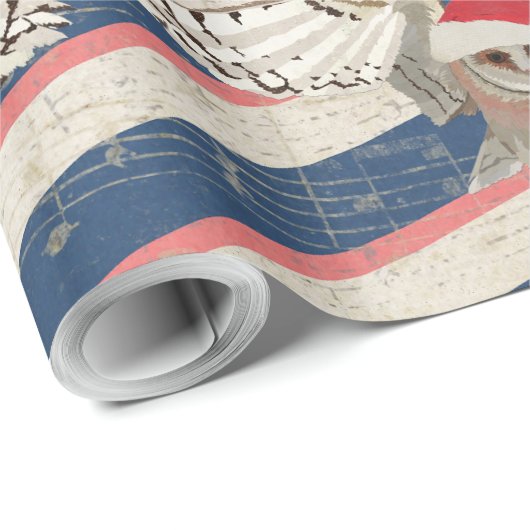 CHRISTMAS OWL Wrapping Paper Cadeaupapier (Rol Hoek)