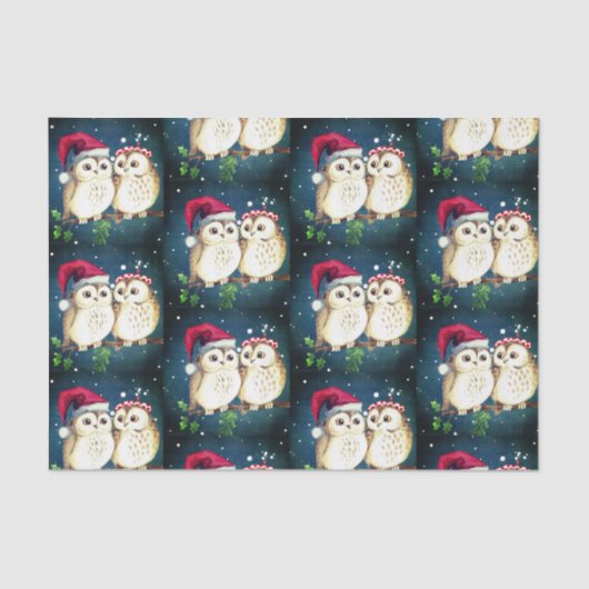 CHRISTMAS OWLS-weefselpapier Tissuepapier (Voorkant)