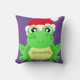 Christmas Paarse Frog Santa Hat Novelty Funny Kussen