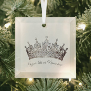 Christmas Pageant Crown Glass Ornament