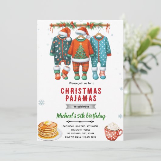 Christmas pajama brunch invitation (Debout devant)