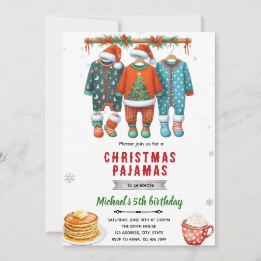 Christmas pajama brunch invitation kaart (Voorkant)