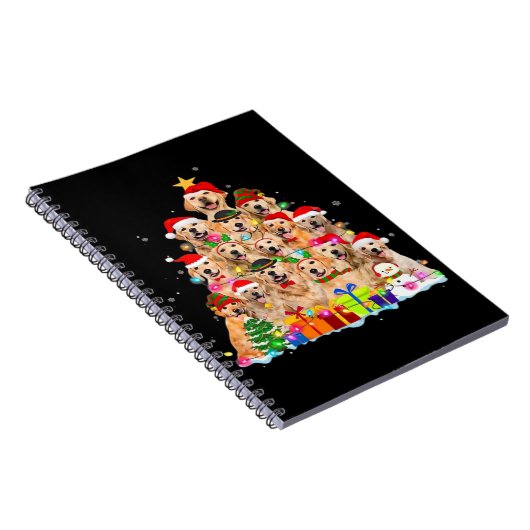 Christmas Pajama Golden Retriever Tree Xmas Gift D Notitieboek (Rechterzijde)