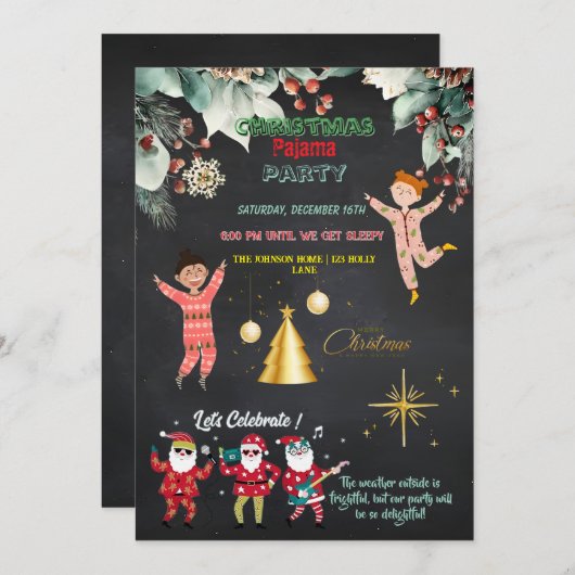 Christmas Pajama Party Kids Kaart (Voorkant / Achterkant)