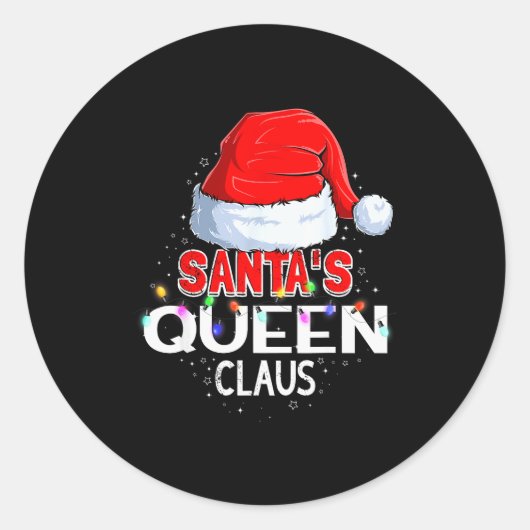 Christmas Pajama Santa's Queen Claus Matching  Ronde Sticker (Voorkant)