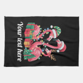 Christmas Palm Flamingo Personalized Xmas Lights Theedoek (Horizontaal)