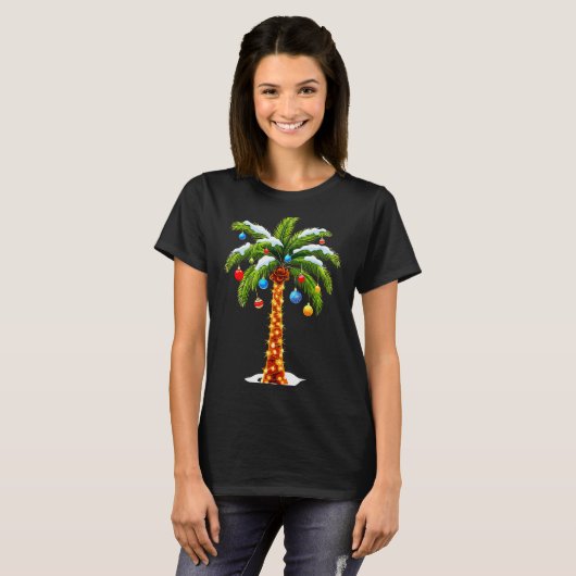 Christmas Palm Tree Hawaiian Trocal Xmas T-shirt (Voorkant volledig)