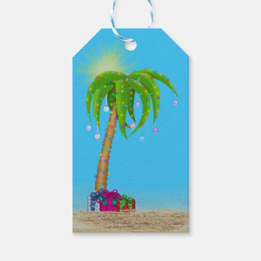 Christmas Palm Tree in Sand Cadeaulabel (Voorkant)