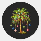 Christmas Palm Tree Light Hawaiian Trocal Xmas Ronde Sticker (Voorkant)