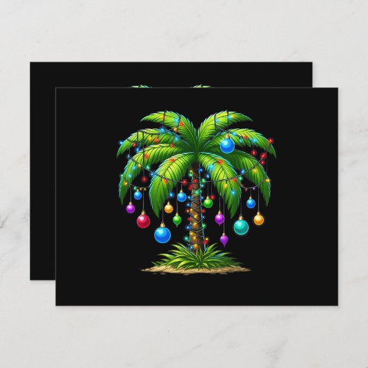 Christmas Palm Tree Light Hawaiian Tropical New Ye Informatiekaartje (Voorkant / Achterkant)