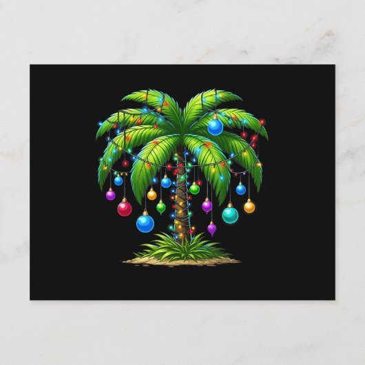 Christmas Palm Tree Light Hawaiian Tropical New Ye Informatiekaartje (Achterkant)