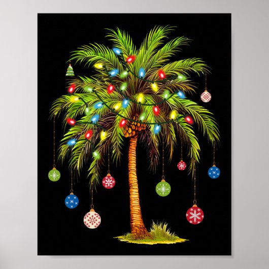 Christmas Palm Tree Light Hawaiian Tropical Xmas 1 Poster (Voorkant)