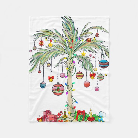Christmas Palm Tree Light Hawaiian Tropical Xmas Fleece Deken (Voorkant)
