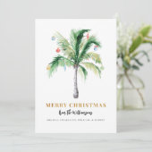 Christmas Palm Tree Script Modern Feestdagenkaart (Staand voorkant)