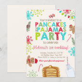 Christmas Pancake et Pyjama invitation anniversair (Devant / Derrière)