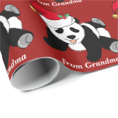 Christmas Panda Beer Custom Rood Cadeaupapier (Rol Hoek)