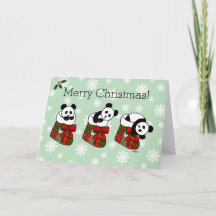 Christmas Panda Cartoon Stocking Snowflake