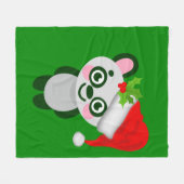 christmas panda santa claus fleece deken (Voorkant (Horizontaal))