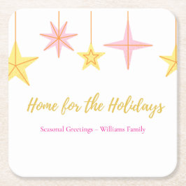 Christmas Paper Napkin with Holiday Motifs Vierkante Kartonnen Onderzetter